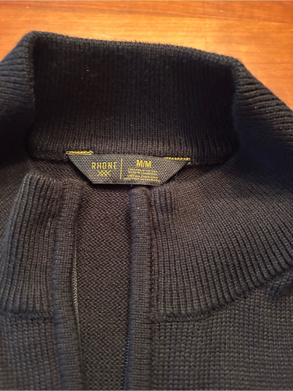 RHONE Men's Navy Zip-Front Knit Sweater